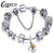 CUTEECO 925 Fashion Silver Charms Bracelet Bangle For Women Crystal Flower Beads Fit Brand Bracelets Jewelry