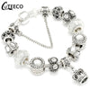 CUTEECO 925 Fashion Silver Charms Bracelet Bangle For Women Crystal Flower Beads Fit Brand Bracelets Jewelry