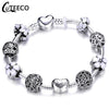 CUTEECO 925 Fashion Silver Charms Bracelet Bangle For Women Crystal Flower Beads Fit Brand Bracelets Jewelry